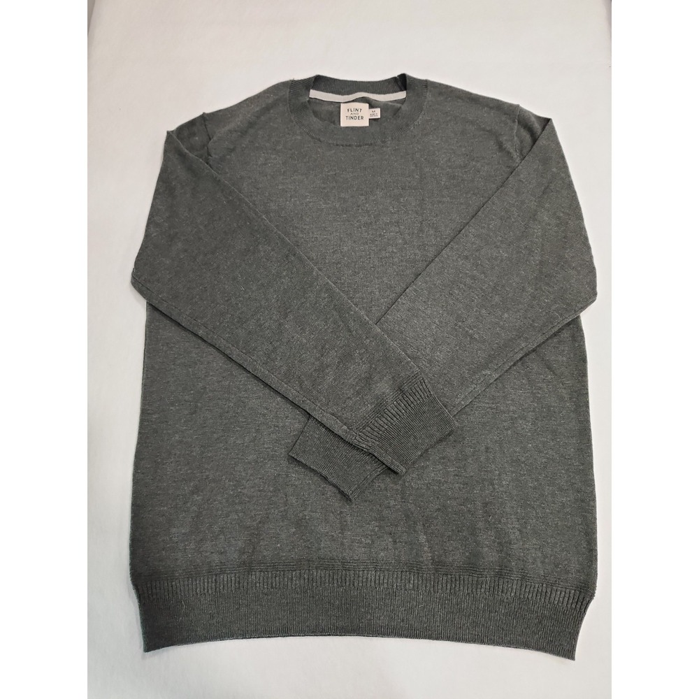Flint and Tinder Huckberry Crewneck Sweater Mens M Ribbed Collar Cuffs Hem Green